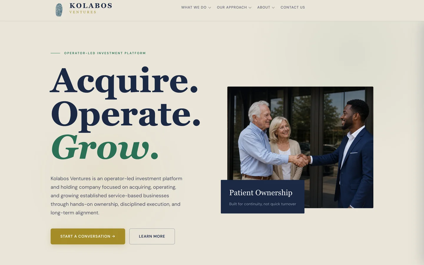 Page d'accueil du site Kolabos Ventures